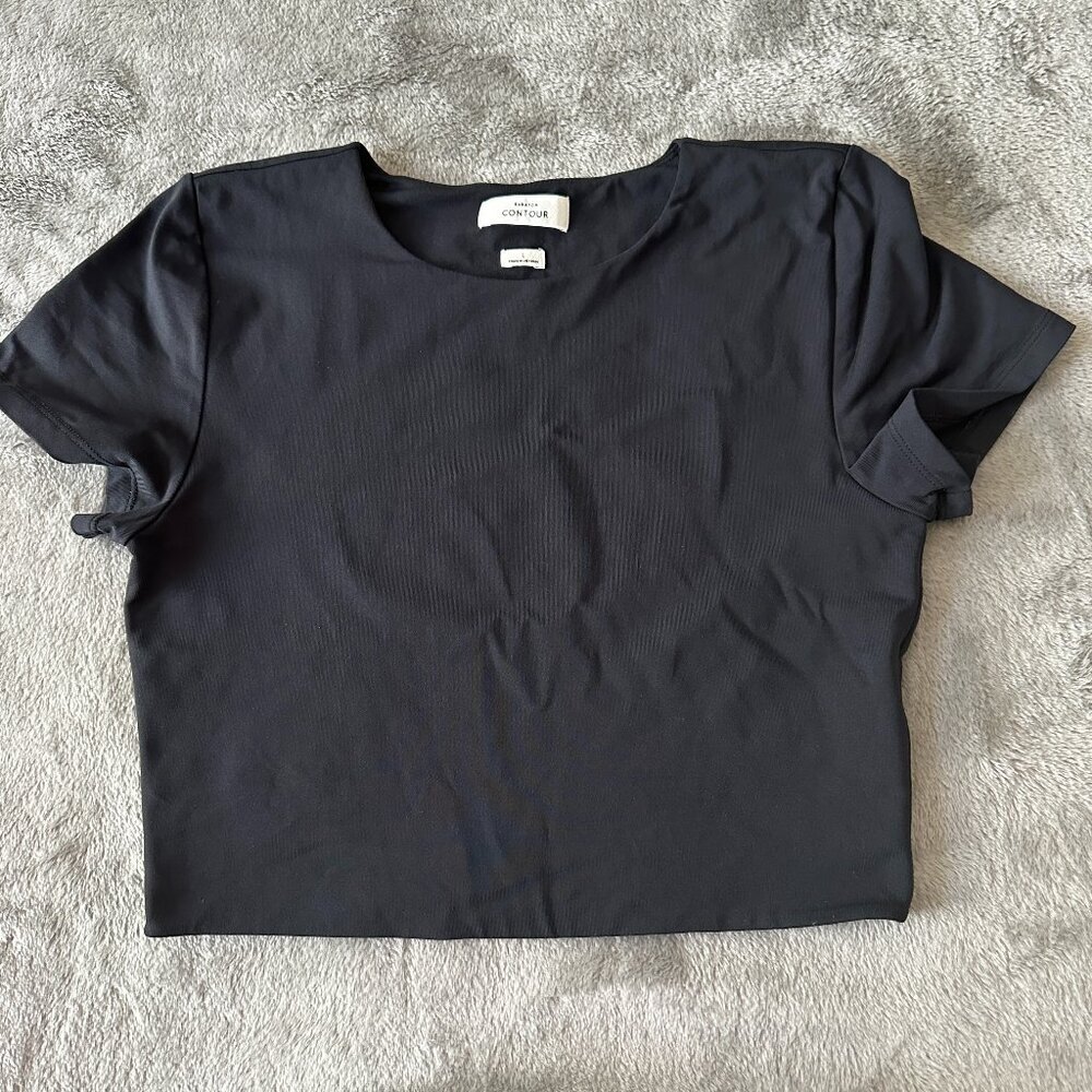 Babaton Contour Short Sleeve Tee Shirt LARGE Cropped Fitted